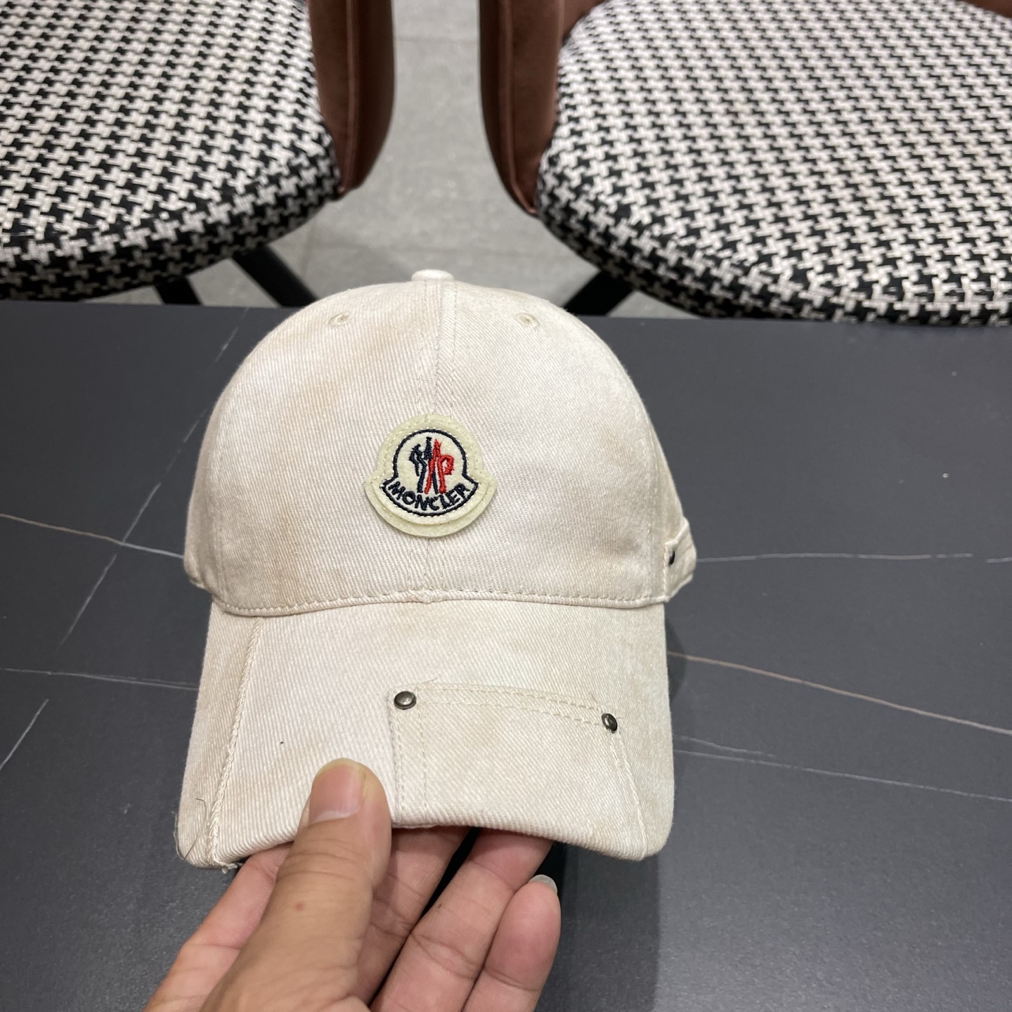 MONCLER（蒙口）日系做旧棒球帽女春夏季休闲扎染复古个性帽子百搭潮流鸭舌帽情侣