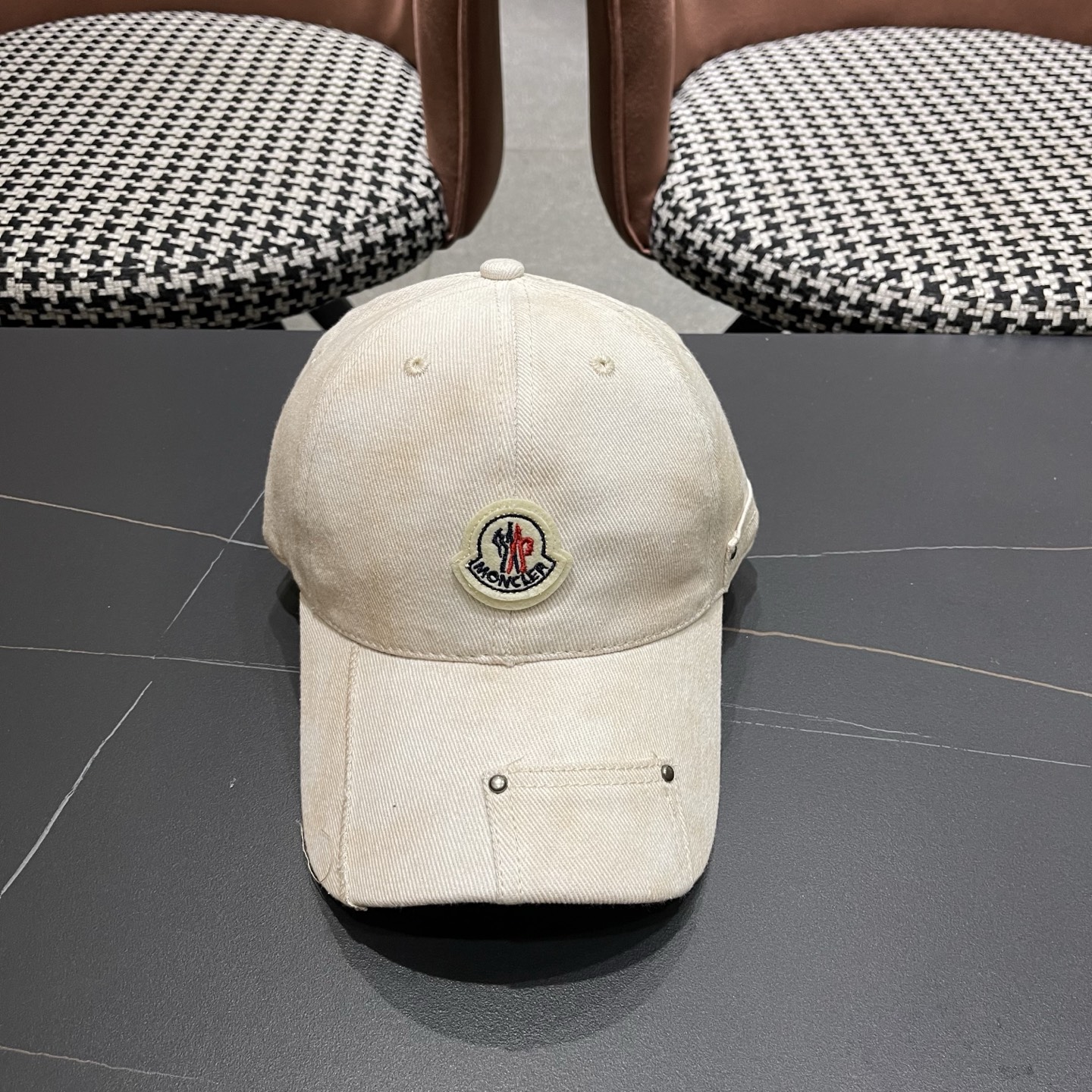 MONCLER（蒙口）日系做旧棒球帽女春夏季休闲扎染复古个性帽子百搭潮流鸭舌帽情侣