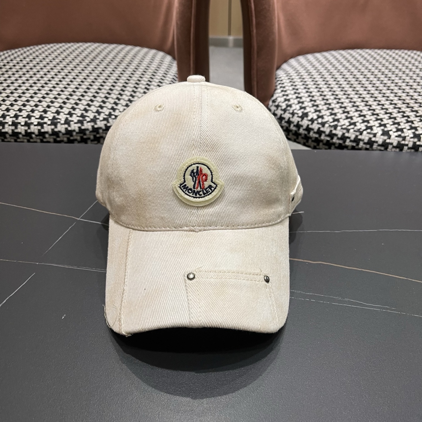 MONCLER（蒙口）日系做旧棒球帽女春夏季休闲扎染复古个性帽子百搭潮流鸭舌帽情侣