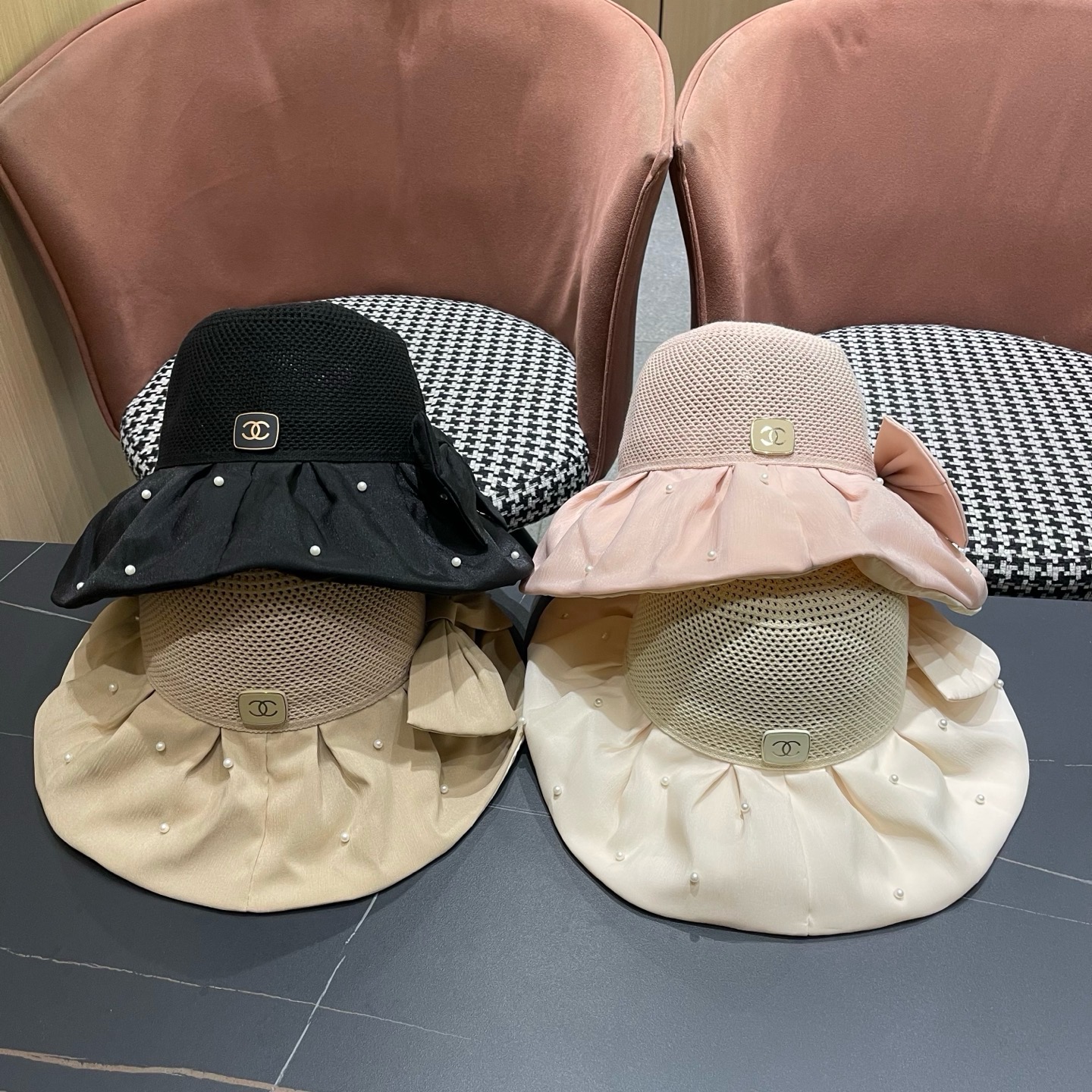 CHANEL香奈儿 夏季大檐蝴蝶结渔夫帽女户外骑车抗紫外线遮阳帽透气防晒帽