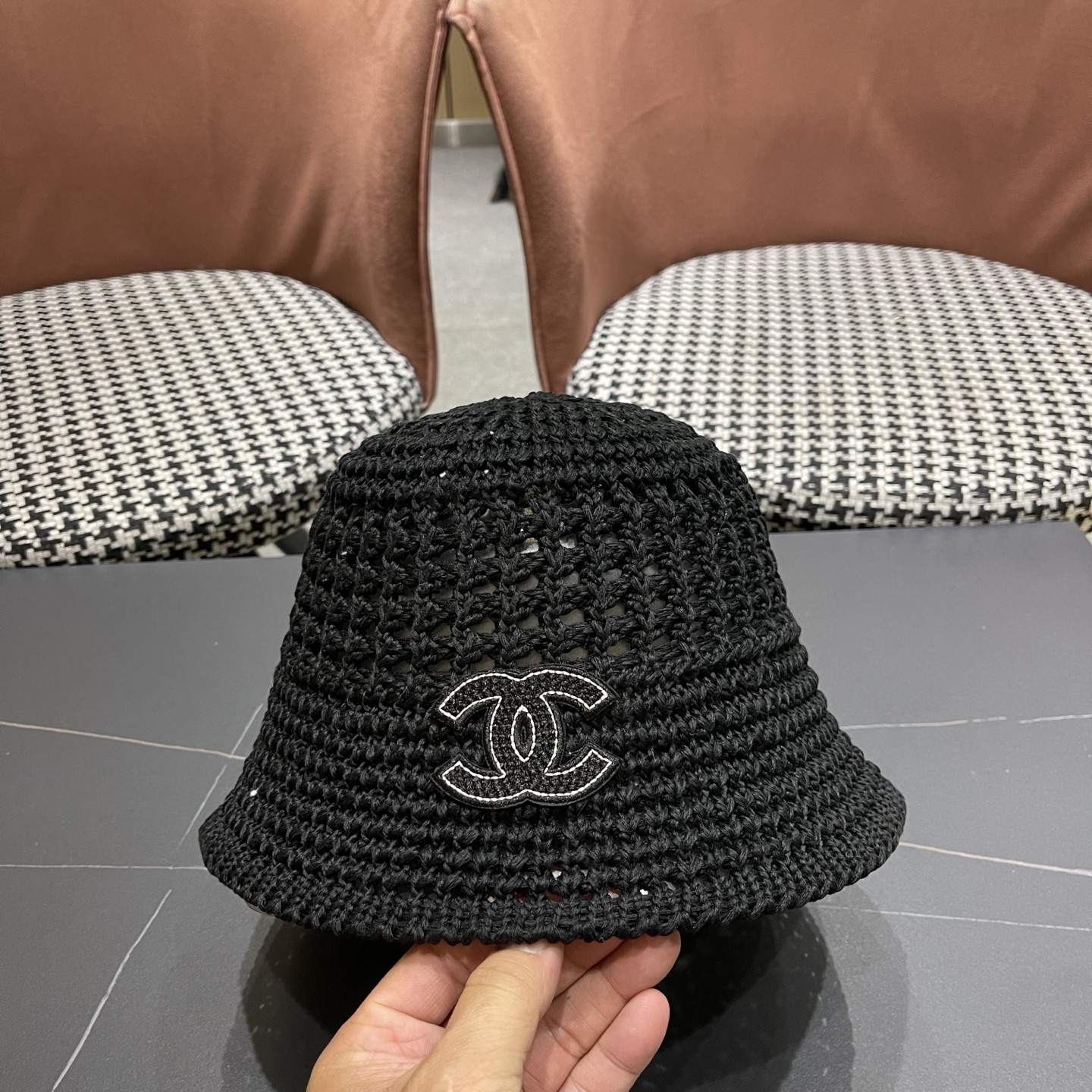 CHANEL香奈儿 针织镂空空顶帽 针织编织镂空网眼轻盈舒适遮阳百搭