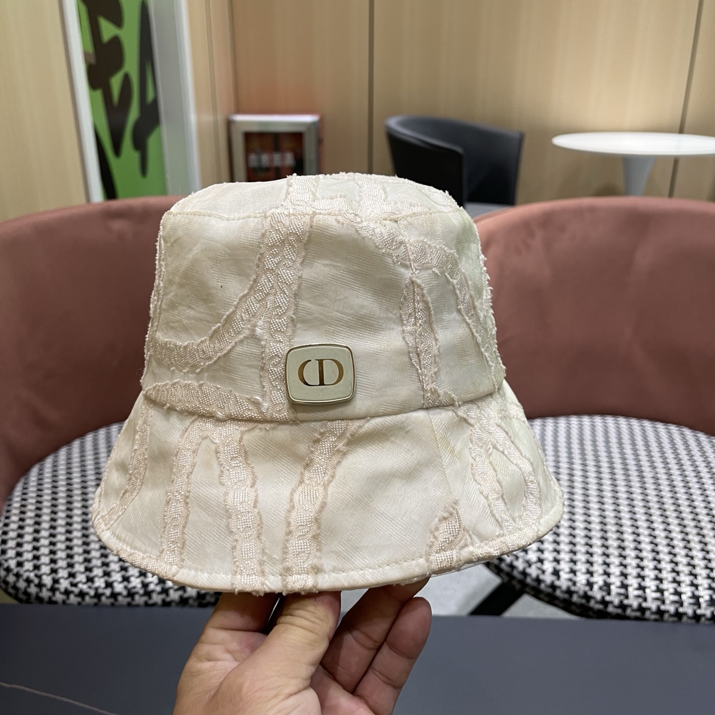 Dior迪奥 薄款设计师款蕾丝渔夫帽子女户外百搭盆帽素颜遮脸遮阳防晒帽
