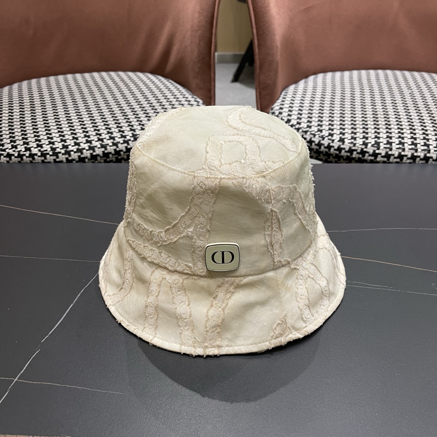 Dior迪奥 薄款设计师款蕾丝渔夫帽子女户外百搭盆帽素颜遮脸遮阳防晒帽