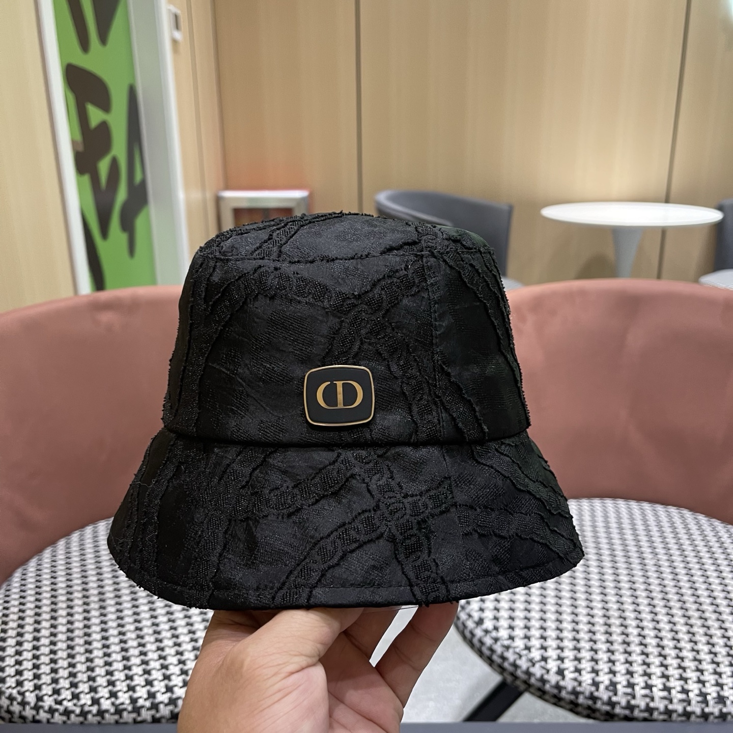 Dior迪奥 薄款设计师款蕾丝渔夫帽子女户外百搭盆帽素颜遮脸遮阳防晒帽