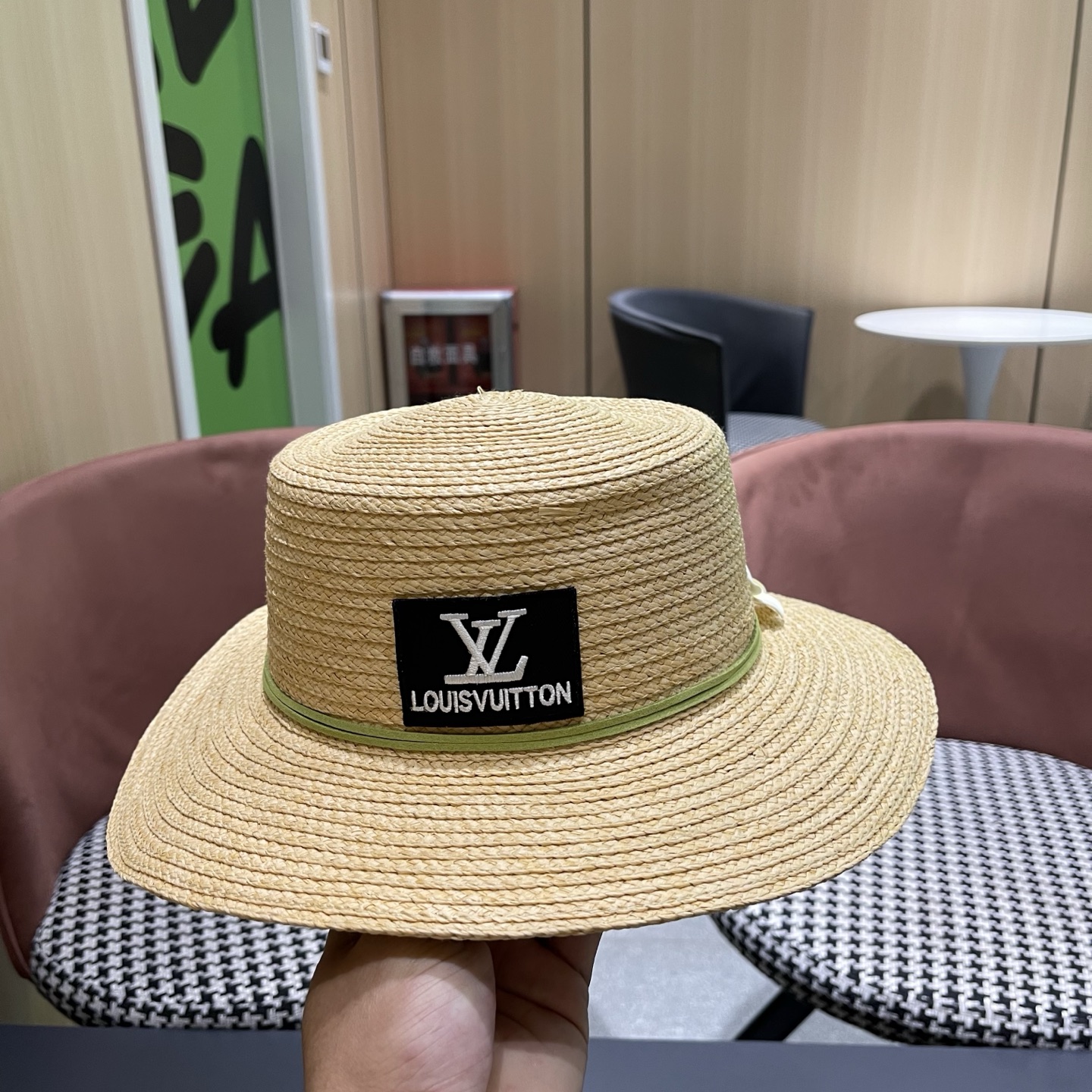 LV路易威登 法式草编遮阳帽男女通用夏季防晒大檐花朵装饰沙滩帽织带草帽度假