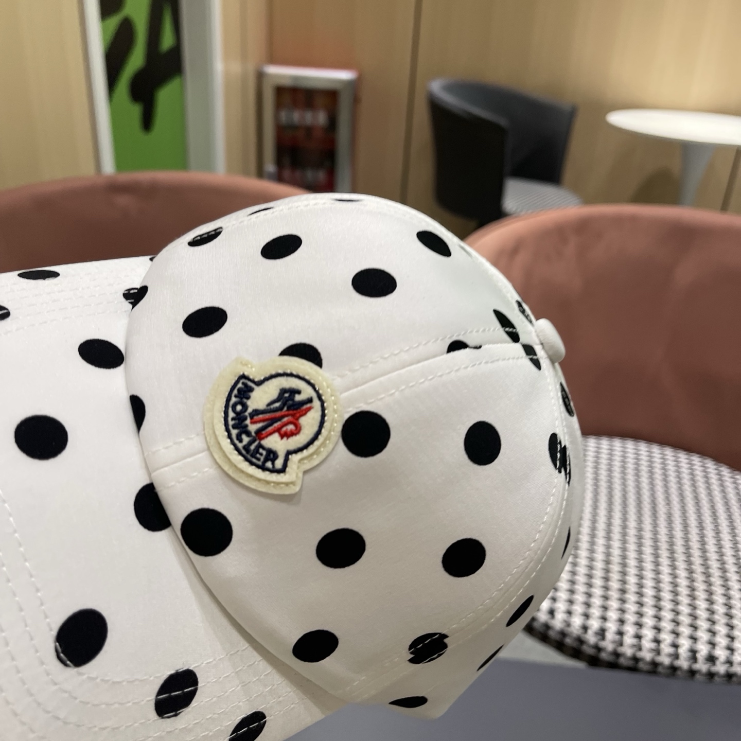 MONCLER（蒙口）春夏秋新款黑白波点棒球帽高品质宽檐可调节鸭舌帽户外运动遮阳帽