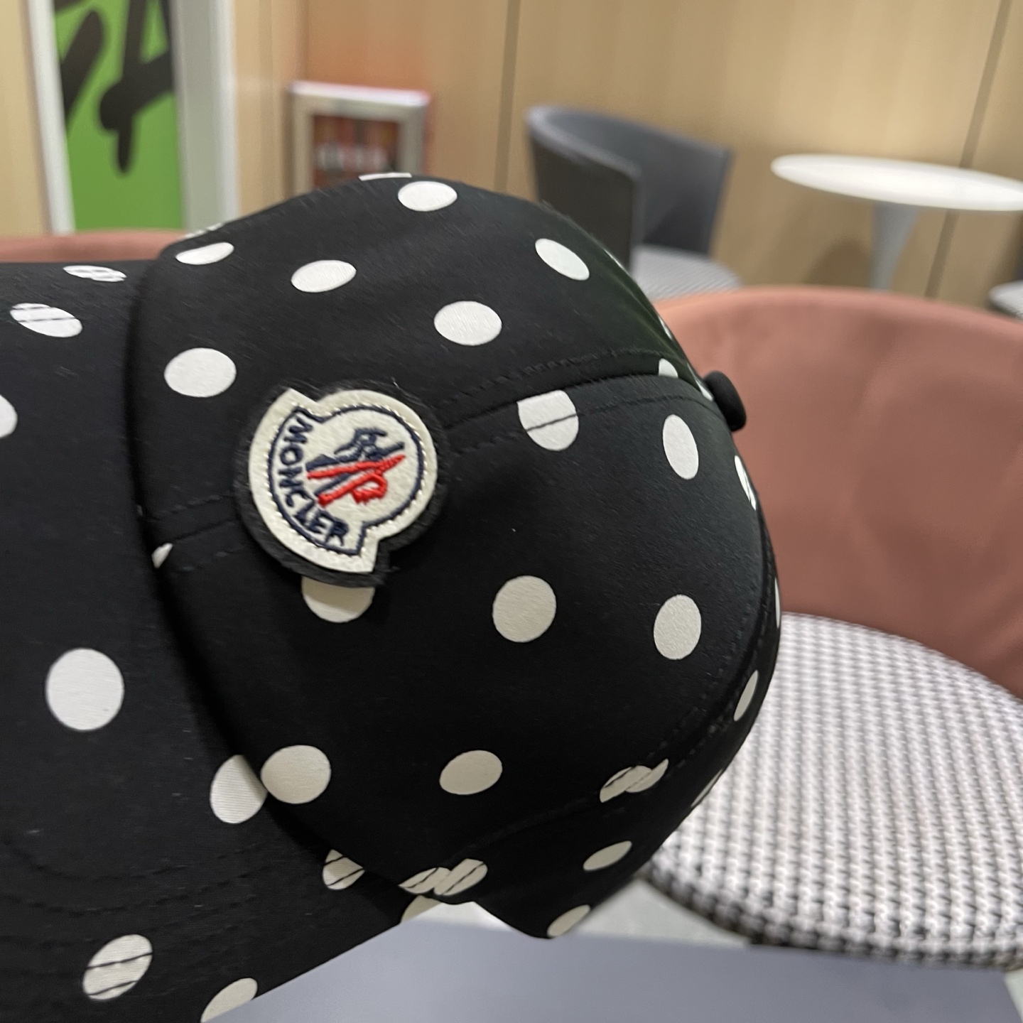 MONCLER（蒙口）春夏秋新款黑白波点棒球帽高品质宽檐可调节鸭舌帽户外运动遮阳帽