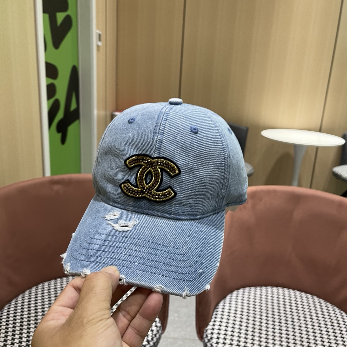 CHANEL香奈儿 高品质水洗牛仔破洞棒球帽男女韩版潮牌鸭舌帽子显脸小潮