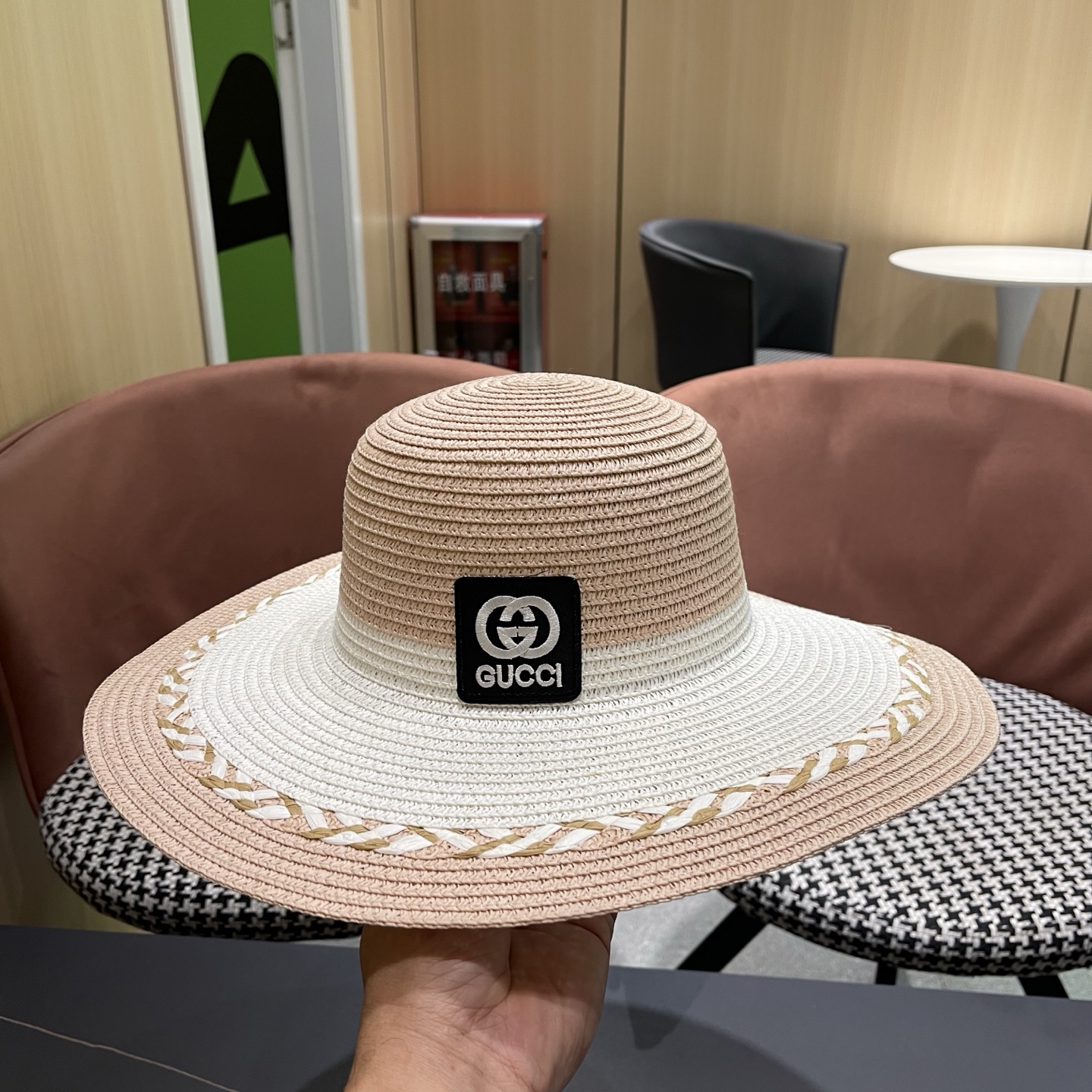 Gucci 古奇大帽沙滩拼色防晒大草帽，超重工定制，出街必备