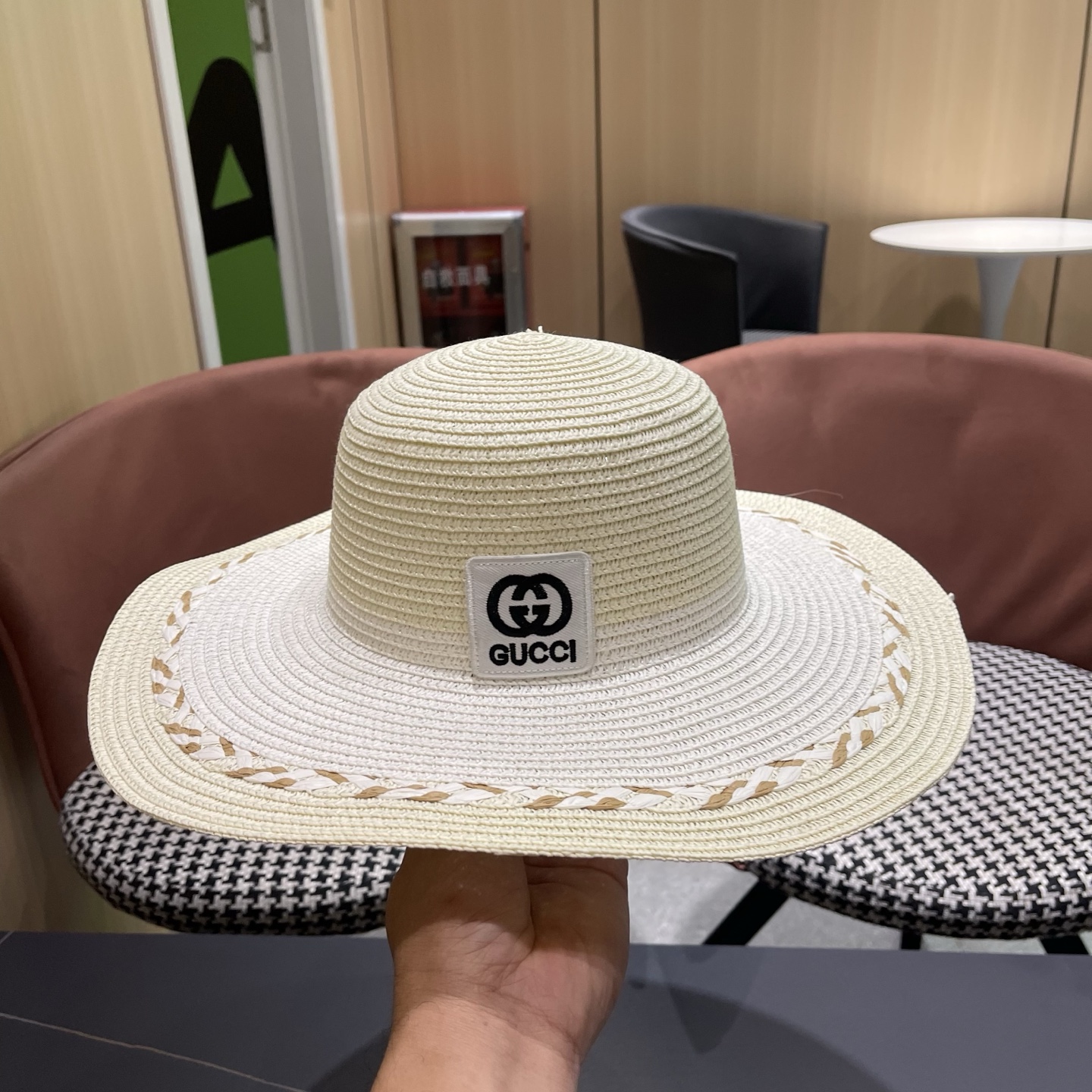 Gucci 古奇大帽沙滩拼色防晒大草帽，超重工定制，出街必备