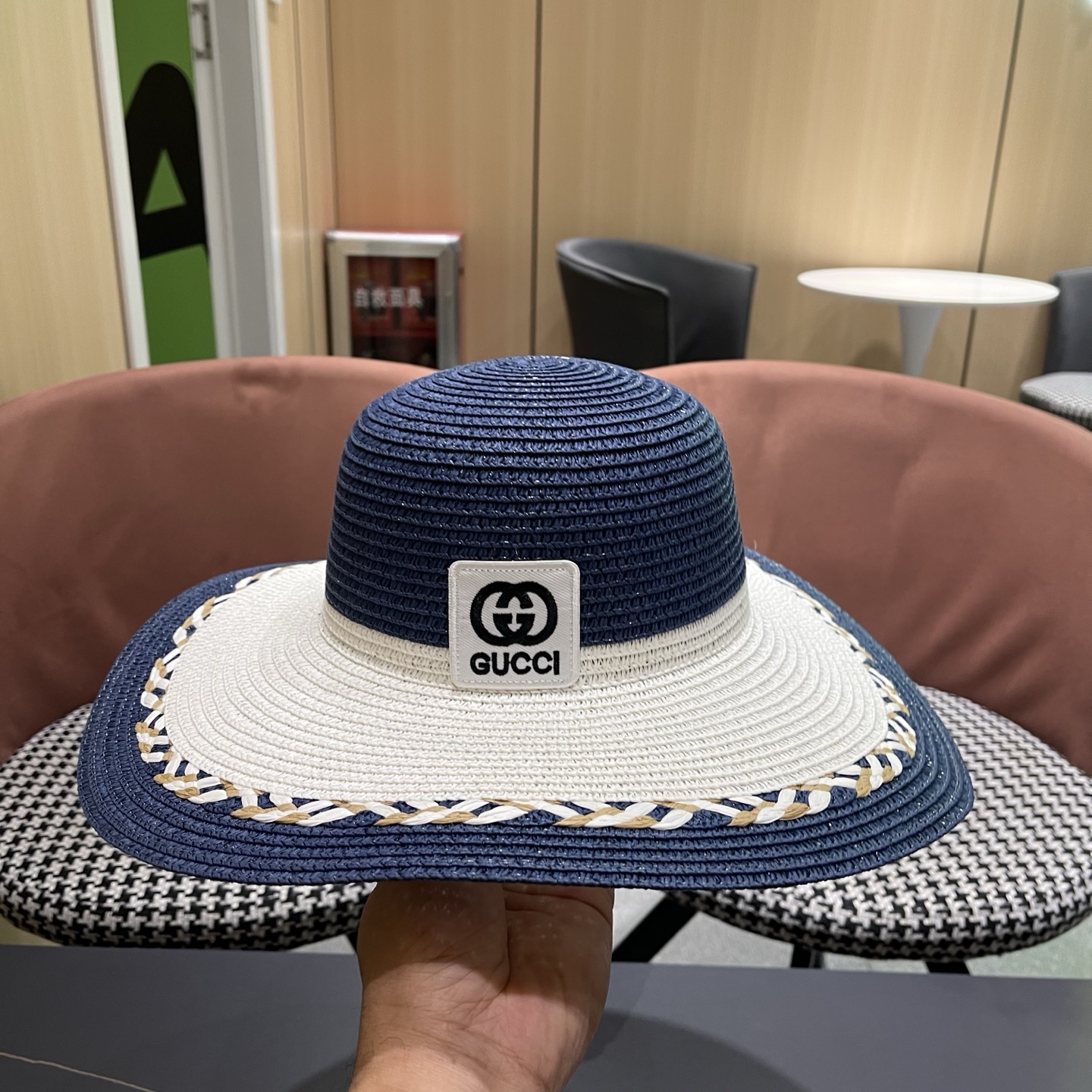 Gucci 古奇大帽沙滩拼色防晒大草帽，超重工定制，出街必备