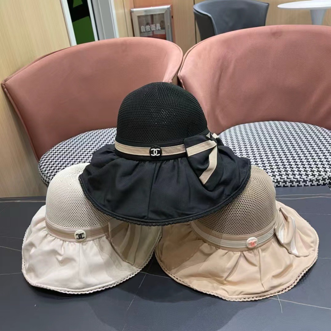 CHANEL 香奈儿 早春新款韩版蝴蝶结防紫外线大帽檐渔夫帽 全新立体，精致无暇！做工细致，独家实物拍摄 