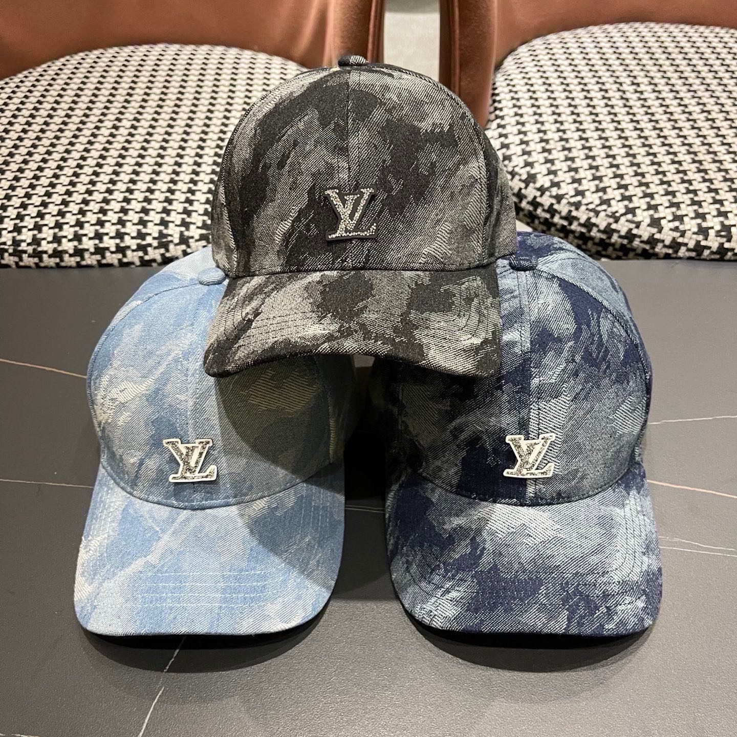 Lv 路易威登新款扎染牛仔棒球帽子女潮流复吉加深大头围显脸四季 通用遮阳鸭舌帽男