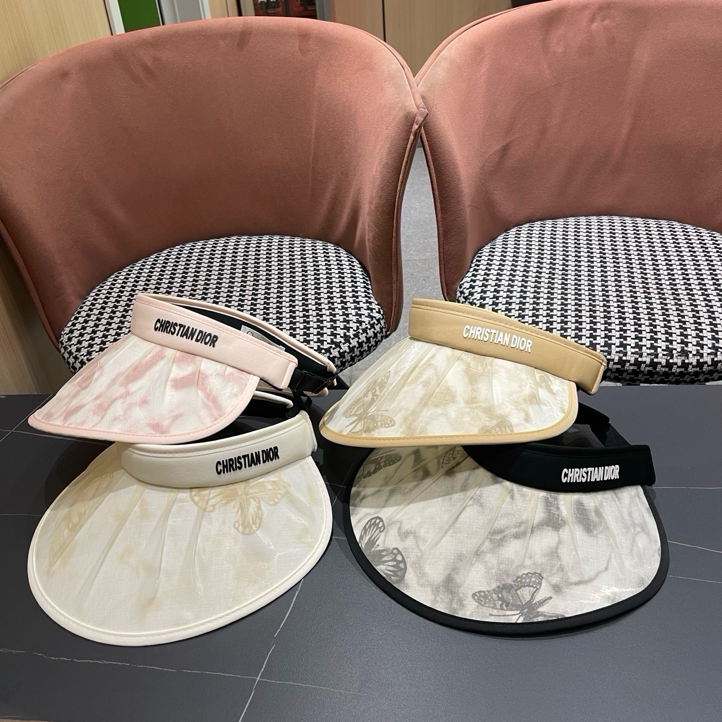 迪奥Dior 夏季遮阳帽女中式国风水墨画加宽大帽檐防紫外线户外骑车太阳帽子