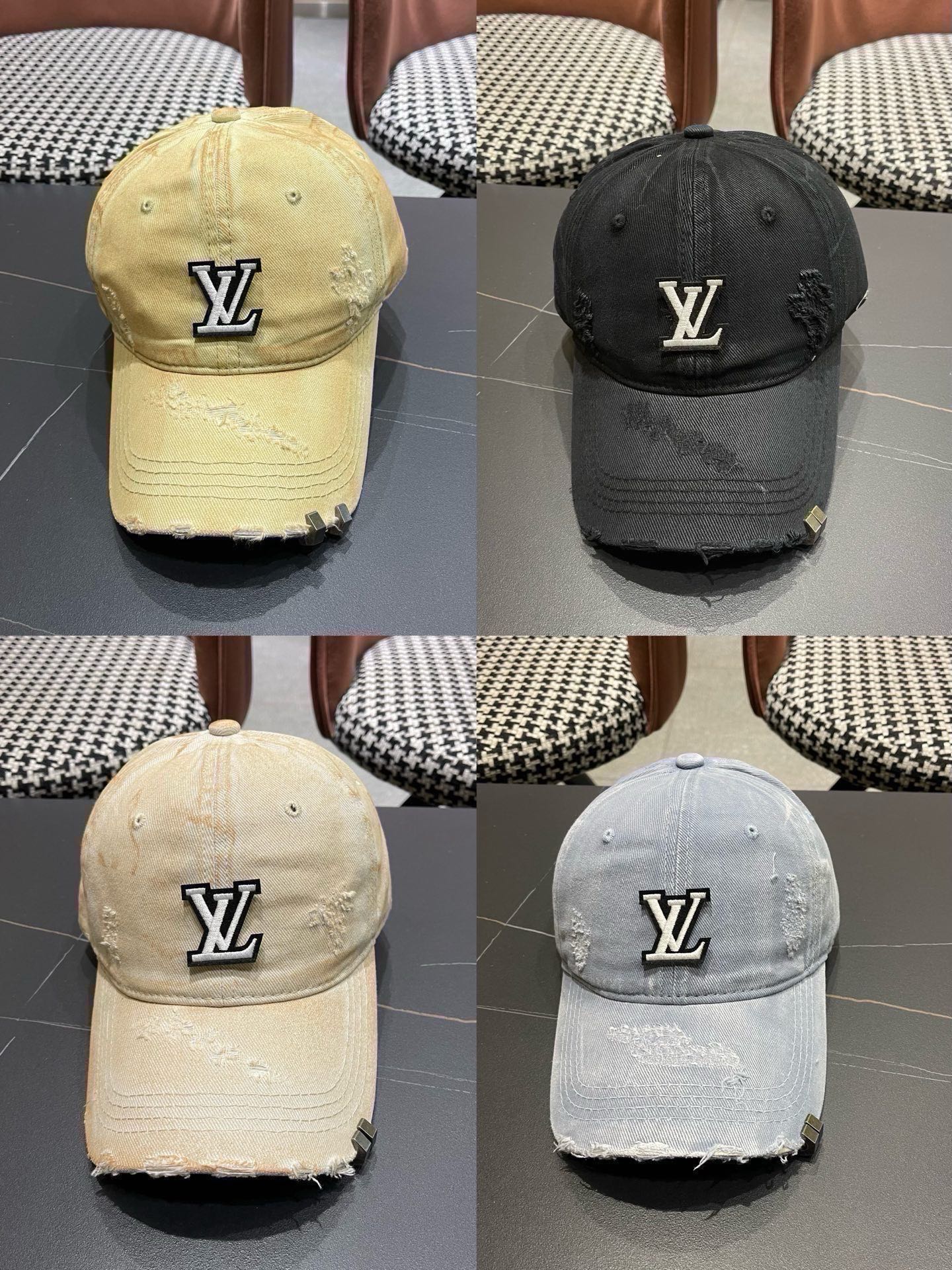 L V 路易威登 春夏新品棒球帽，logo经典简约，破洞时尚休闲设计 跑量新品 