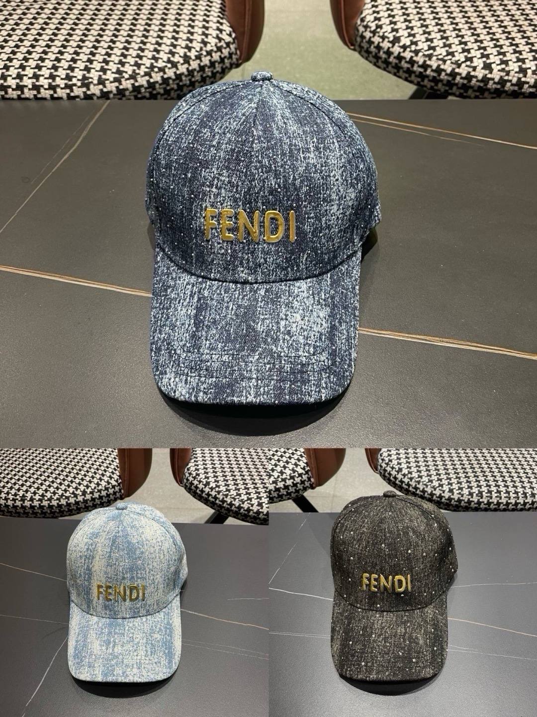 Fendi（芬迪）春秋季新款个性风流星线棒球帽男女遮阳休闲 复古户外鸭舌帽子