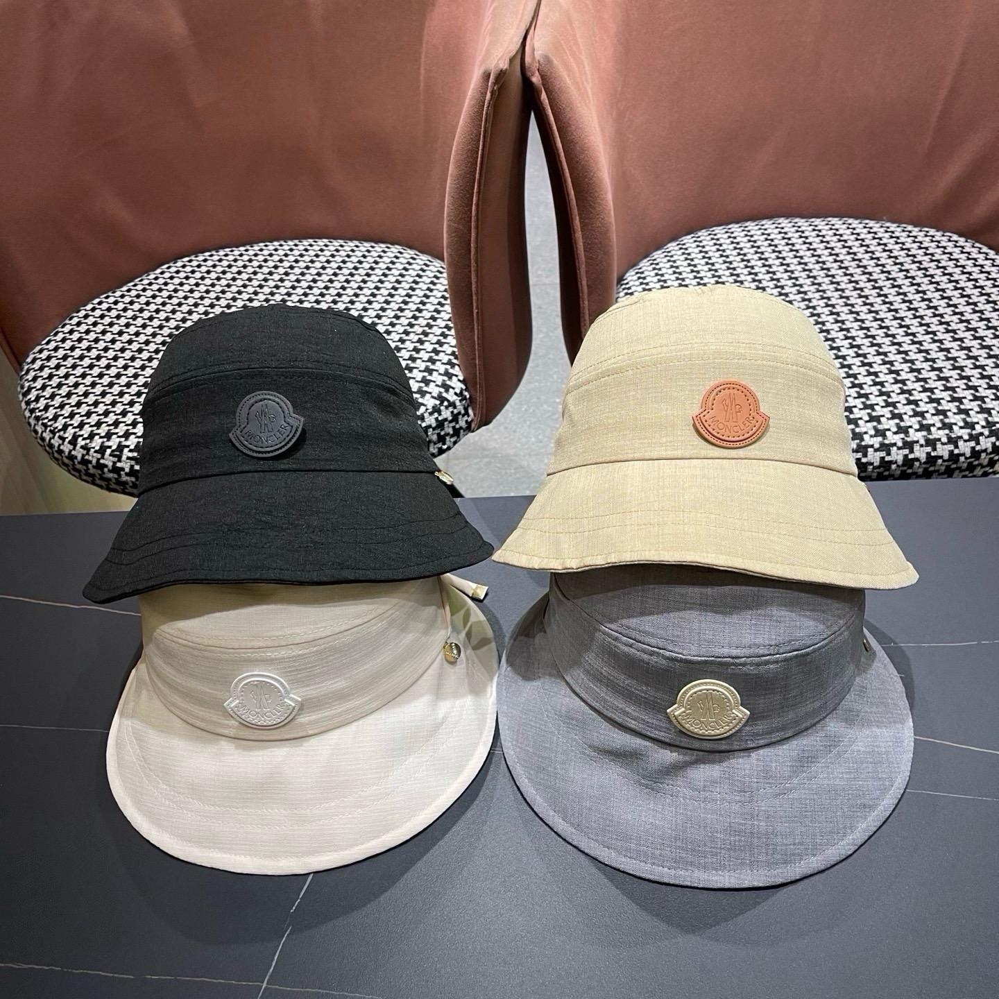 MONCLER（蒙口） 日系系带蝴蝶结盆帽春款小众渔夫帽女休闲百搭显脸小防晒帽子