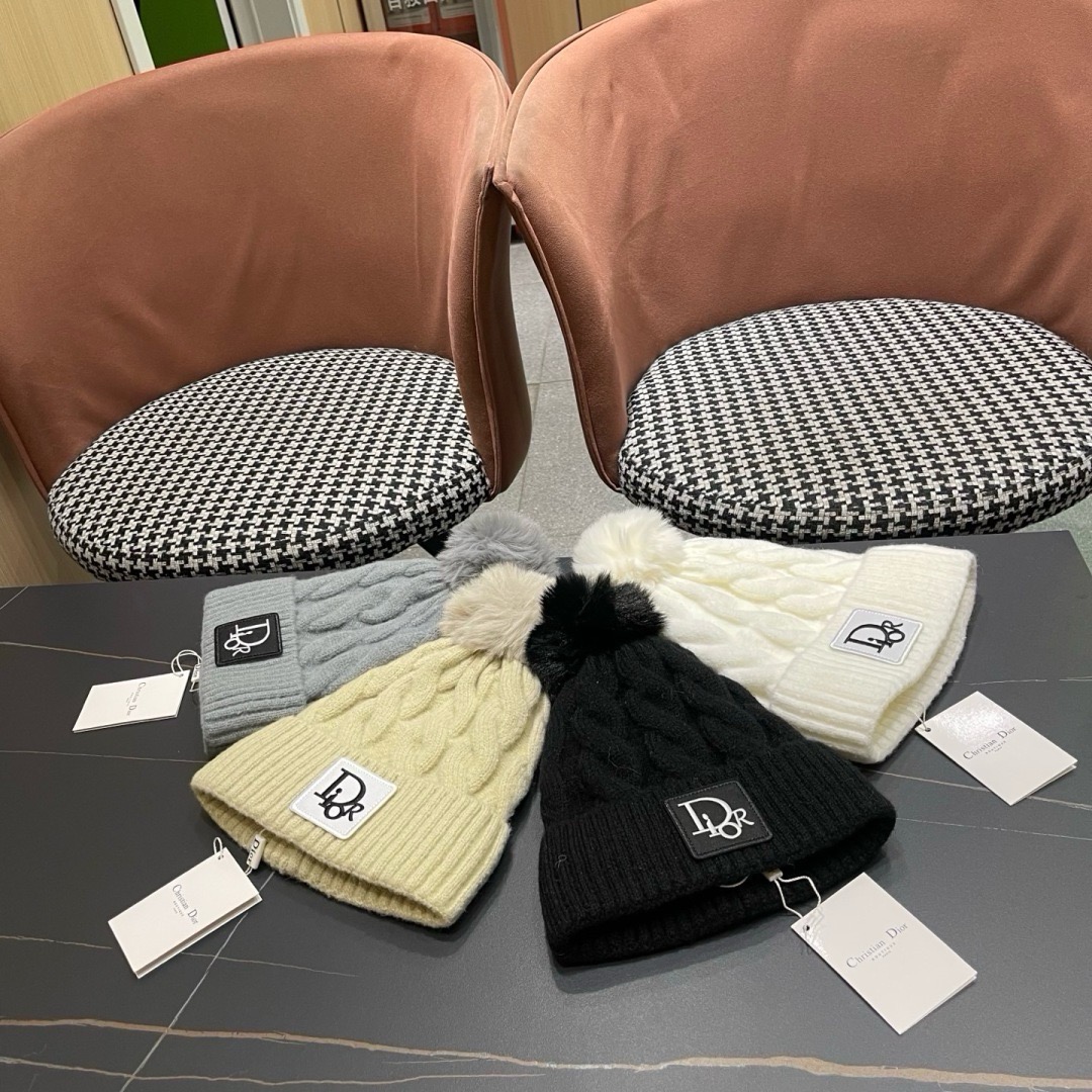 迪奥Dior〽️毛线帽2026女秋冬韩版百搭日系保暖针织帽ins潮牌加厚护耳冷帽子