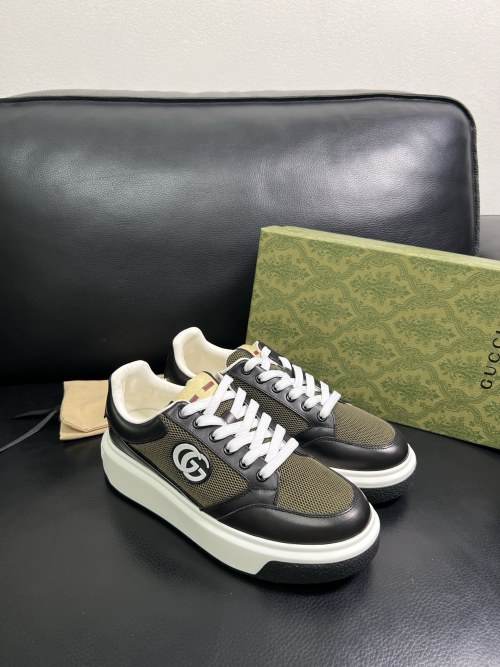 Gucci Men's Leather Trimmed Sneakers With GG Canvas - Comfortable & Stylish 1 Gucci Men's Leather Trimmed Sneakers With GG Canvas - Comfortable & Stylish