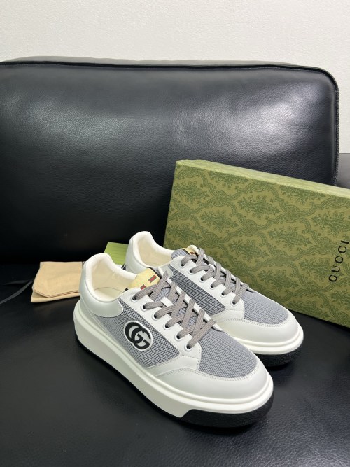 Gucci Men's Leather and Fabric Sneakers with Iconic GG Logo - Size 38-44
