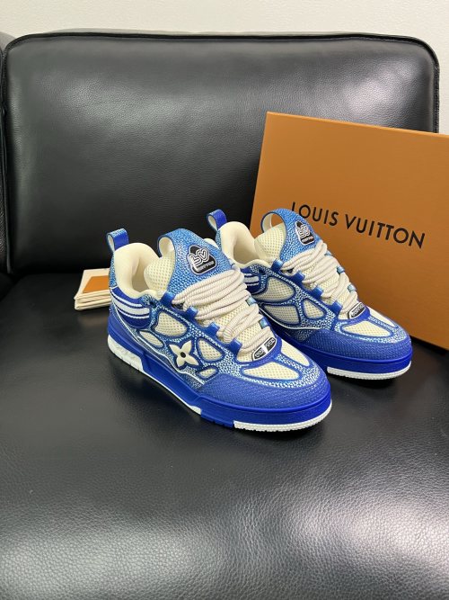 Louis Vuitton Blue Leather Trainer Sneaker, European Size 38-44