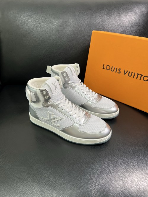 Louis Vuitton Silver-Tone High-Top Sneakers: Italian Craftsmanship & Comfort 1 Louis Vuitton Silver-Tone High-Top Sneakers: Italian Craftsmanship & Comfort