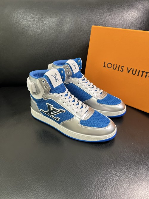 Louis Vuitton Men's High-Top Sneakers in Blue and Silver, Size 38-44 1 Louis Vuitton Men's High-Top Sneakers in Blue and Silver, Size 38-44