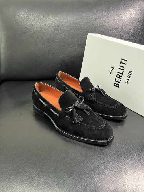 Berluti Black Suede Leather Tassel Loafers - Italian Craftsmanship 1 Berluti Black Suede Leather Tassel Loafers - Italian Craftsmanship