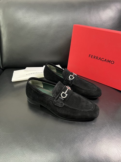Ferragamo Men's Black Suede Loafers with Silver-Tone Hardware Size 39-44 1 Ferragamo Men's Black Suede Loafers with Silver-Tone Hardware Size 39-44