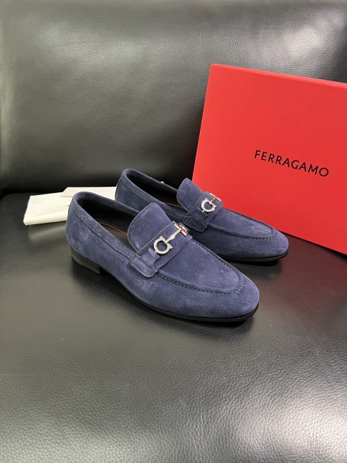 Salvatore Ferragamo Men's Suede Leather Loafers with Gancini Ornament 1 Salvatore Ferragamo Men's Suede Leather Loafers with Gancini Ornament