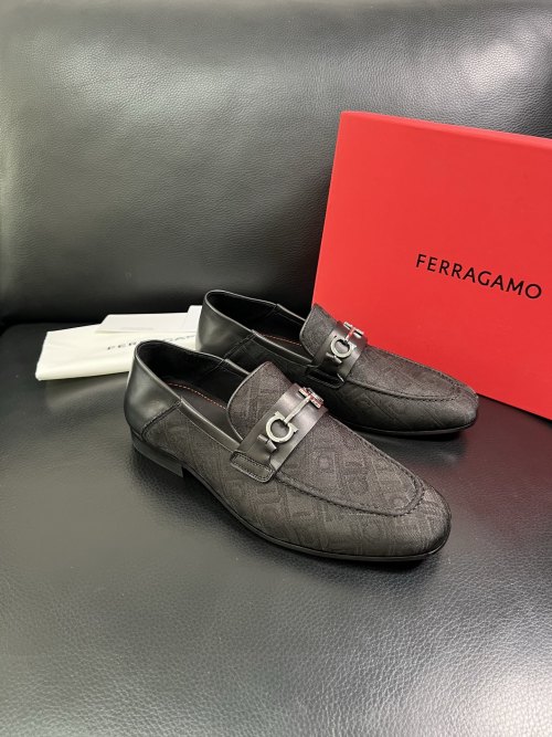 Ferragamo Men's Black Leather Loafers with Iconic Buckle, Size 39-44 1 Ferragamo Men's Black Leather Loafers with Iconic Buckle, Size 39-44