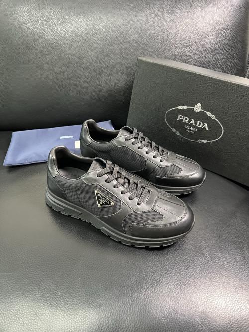 Prada Men's Leather and Mesh Sneakers - Stylish Comfort, Sizes 38-46 1 Prada Men's Leather and Mesh Sneakers - Stylish Comfort, Sizes 38-46