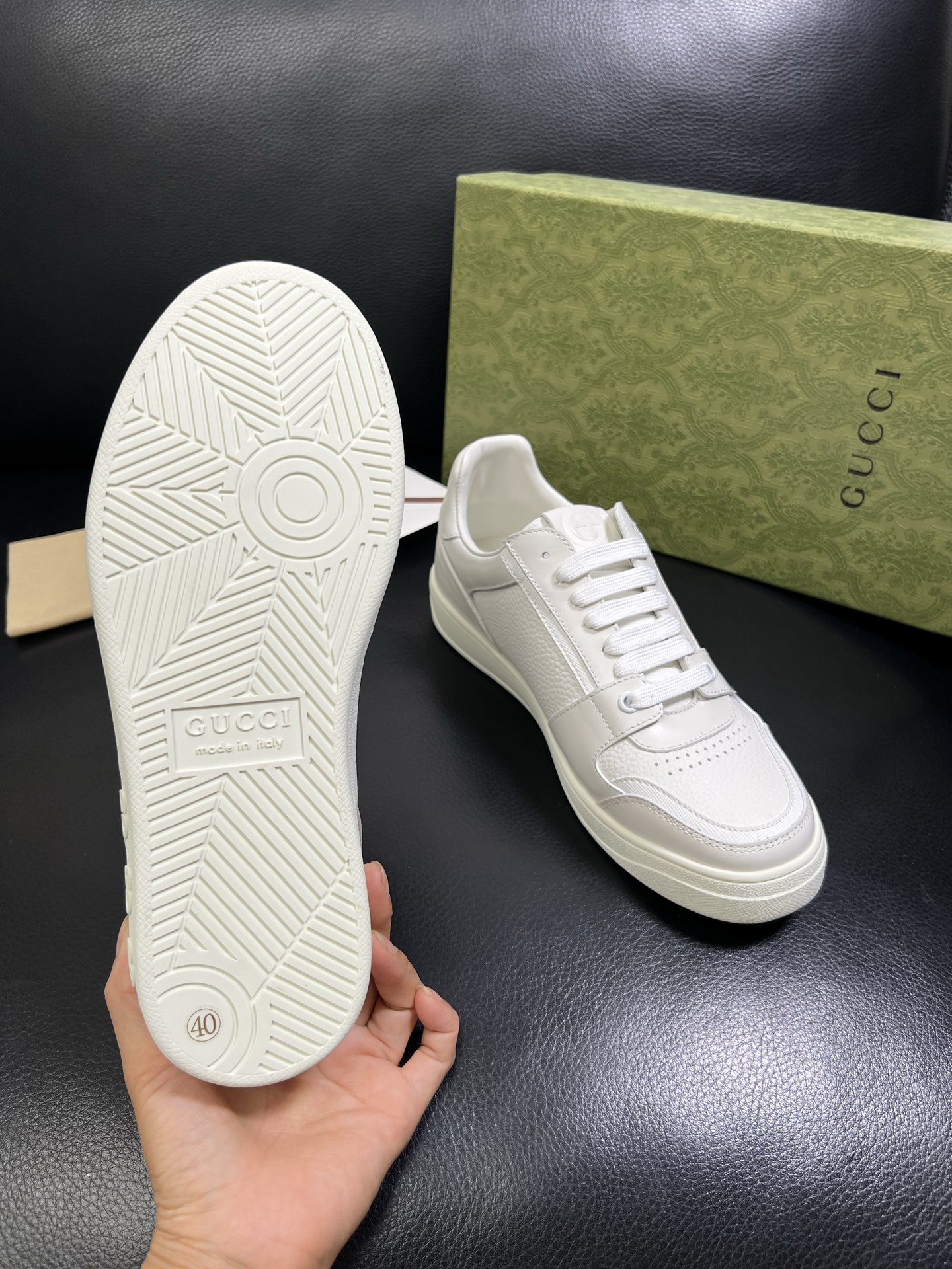  Gucci 🔍顶级代购🇮🇹 古奇专柜新款，原厂配置意大利进口牛皮搭配印花布面料，进口牛皮内里垫，透气舒