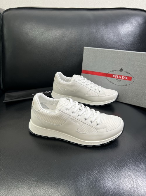 Prada Men's White Leather Sneakers,Italian Imported Leather, Breathable & Comfort 1 Prada Men's White Leather Sneakers,Italian Imported Leather, Breathable & Comfort