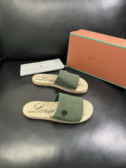 Loro Piana Men's Suede Espadrille Slides - Italian Leather 1 Loro Piana Men's Suede Espadrille Slides - Italian Leather