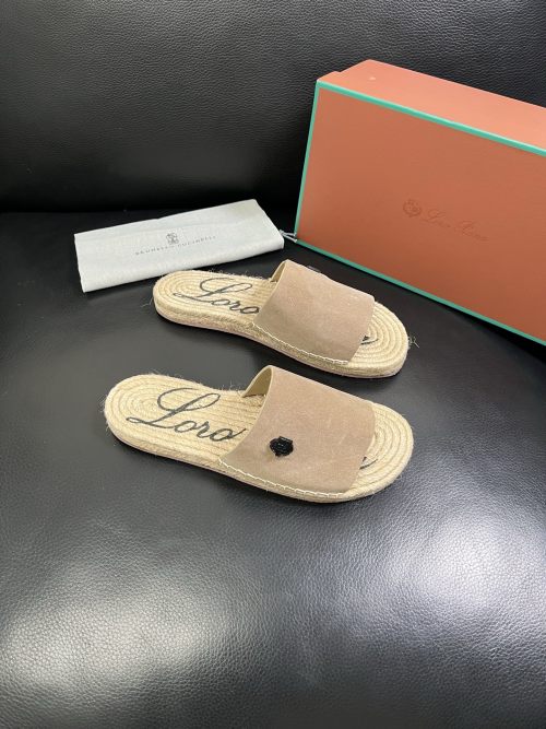 Loro Piana Men's Suede Leather Espadrille Slide Sandal, Beige - Sizes 39-46 1 Loro Piana Men's Suede Leather Espadrille Slide Sandal, Beige - Sizes 39-46