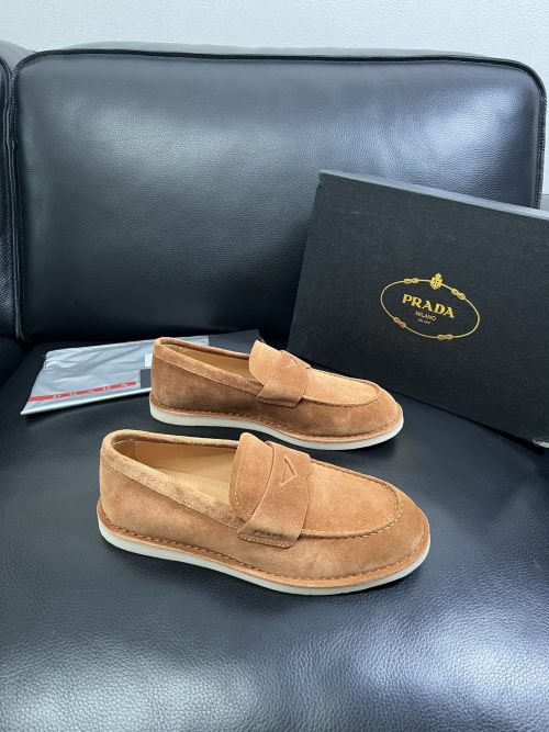 Prada Men's Brown Suede Leather Loafers, High-Quality Craftsmanship 1 Prada Men's Brown Suede Leather Loafers, High-Quality Craftsmanship