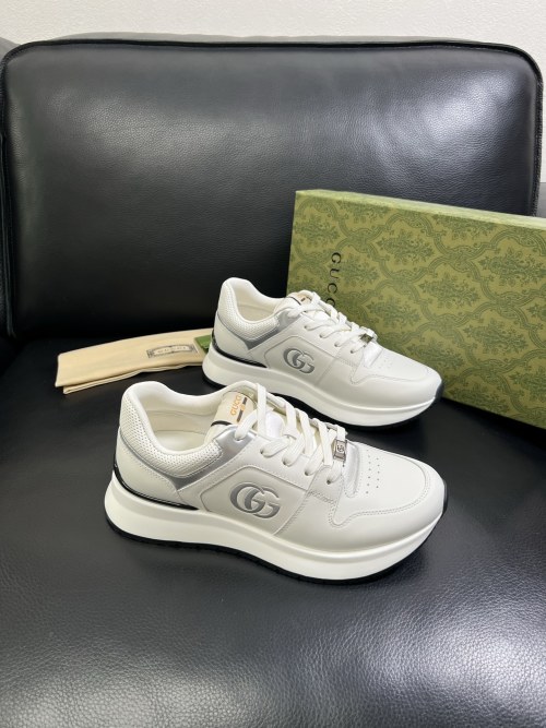 Gucci Men's White Leather Sneaker with Interlocking G - Casual, Comfortable 1 Gucci Men's White Leather Sneaker with Interlocking G - Casual, Comfortable