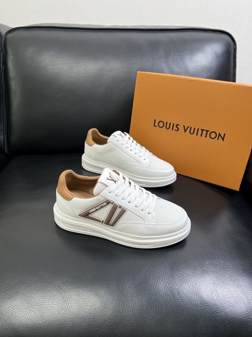 Louis Vuitton Men's White Leather and Mesh Casual Sneakers, Size 39-44 1 Louis Vuitton Men's White Leather and Mesh Casual Sneakers, Size 39-44