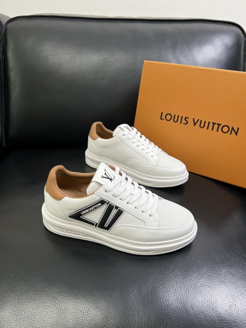 Louis Vuitton Men's White Leather and Mesh Low-Top Sneakers 1 Louis Vuitton Men's White Leather and Mesh Low-Top Sneakers