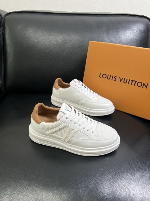 Louis Vuitton Men's White Leather and Mesh Casual Sneakers 1 Louis Vuitton Men's White Leather and Mesh Casual Sneakers