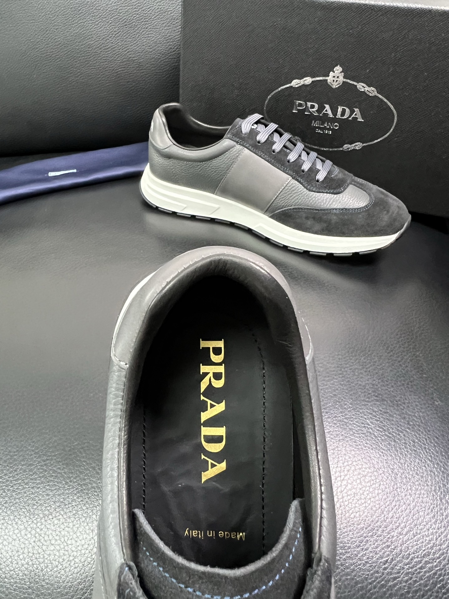 Prada Men's Leather & Suede Low-Top Sneakers - Stylish Comfort 38-44 8 i1758450824951 733 0 6