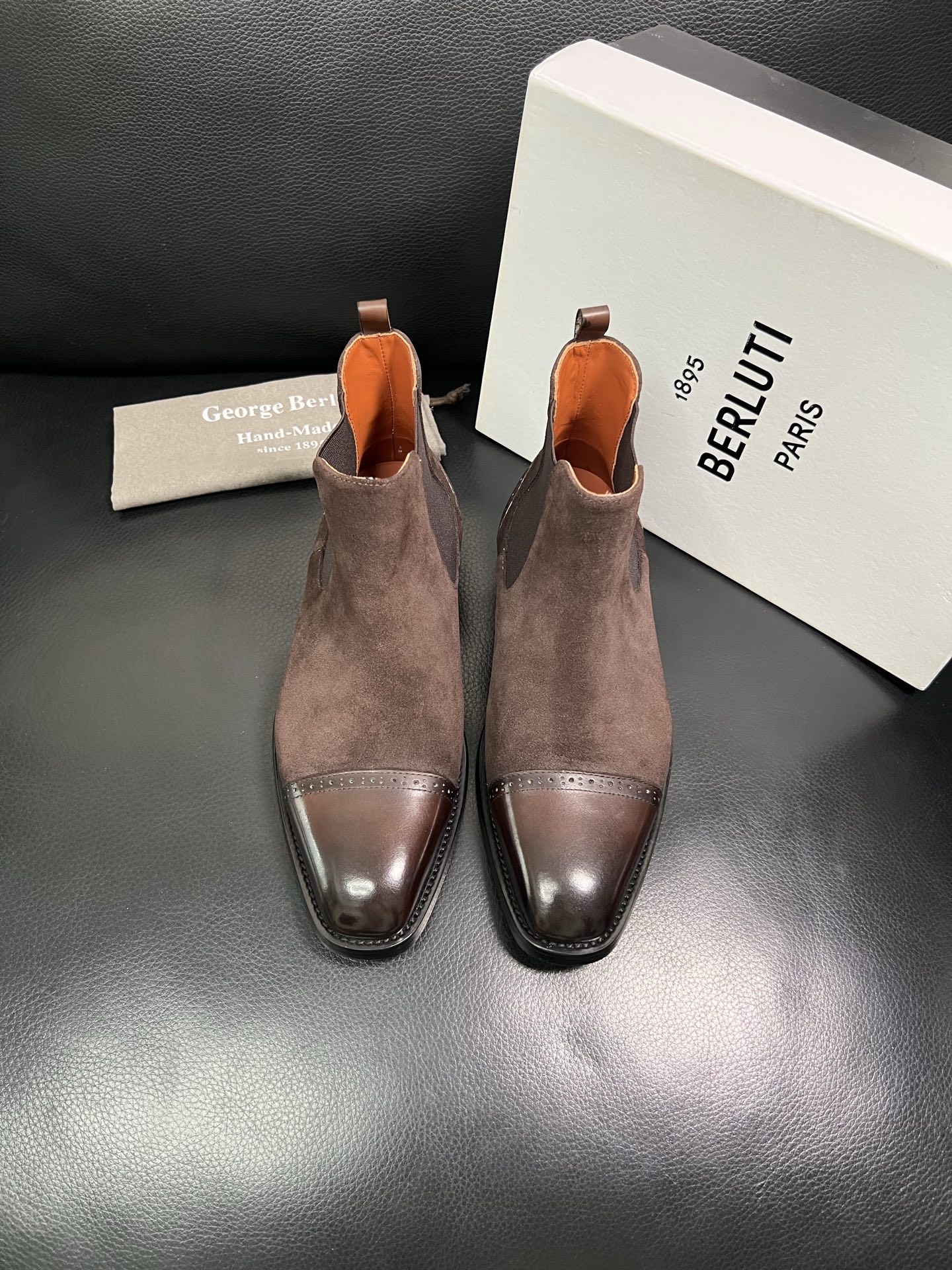 Berluti Men's Brown Suede Leather Ankle Boots with Leather Toe Cap 4 i1758535751624 7686 0 2