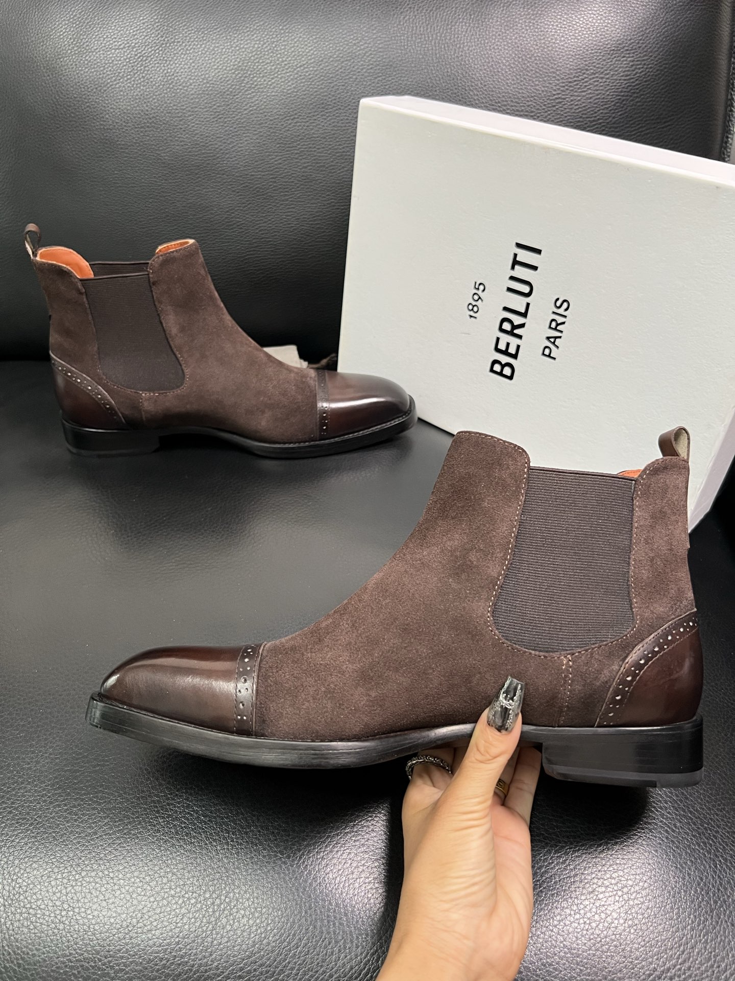 Berluti Men's Brown Suede Leather Ankle Boots with Leather Toe Cap 6 i1758535752831 4309 0 4