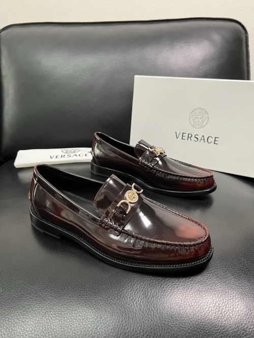 Versace Men's Burgundy Leather Loafers with Medusa Detail Size 39-44 1 Versace Men's Burgundy Leather Loafers with Medusa Detail Size 39-44