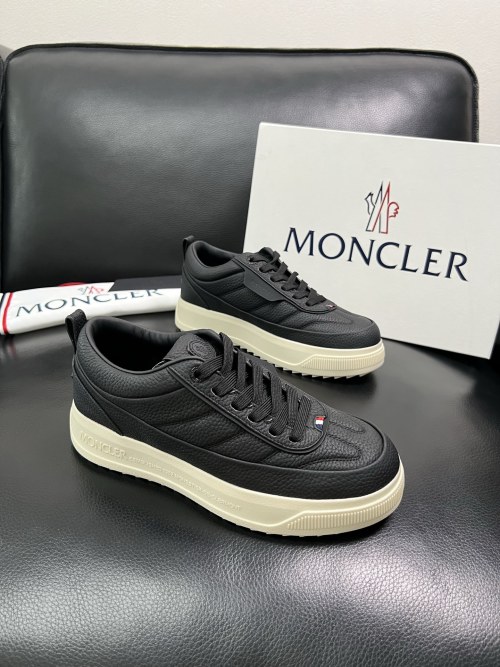 Moncler Men's Leather Sneakers - High Quality Craftsmanship - Black