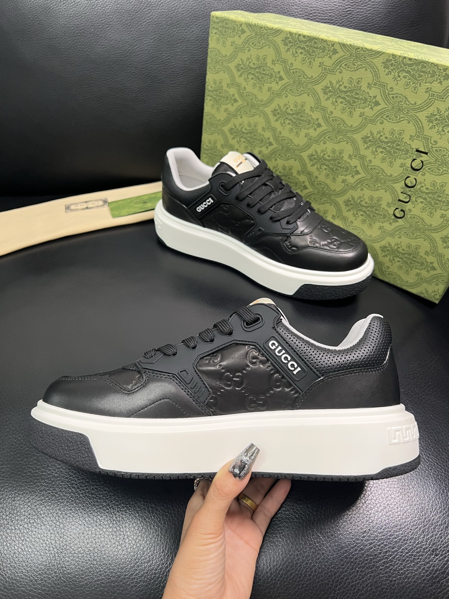 Gucci 高品质 顶级工艺品 古奇 专柜新款原厂配置，意大利进口牛皮搭配印花面料，进口牛皮内里垫，透气