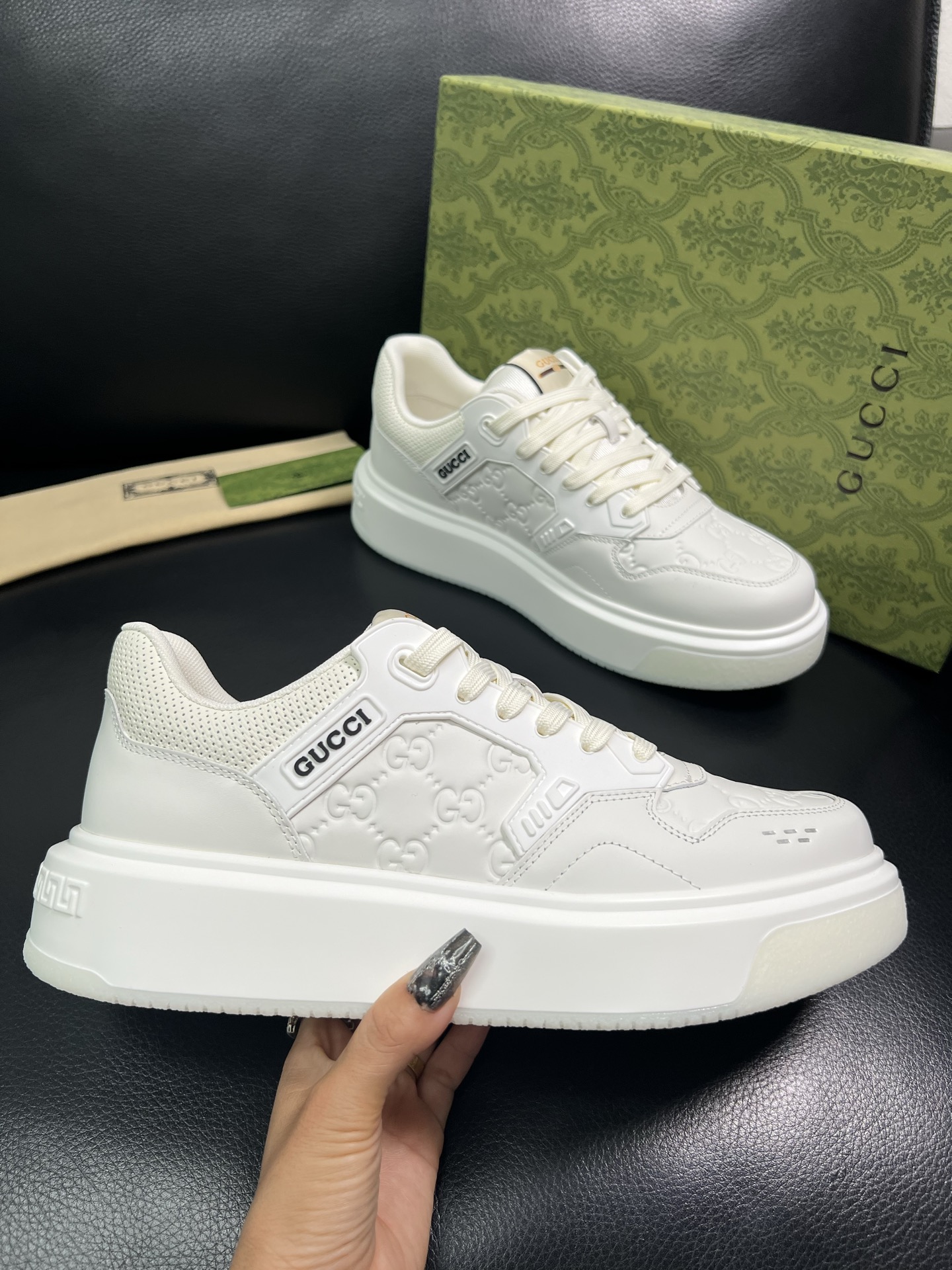 Gucci 高品质 顶级工艺品 古奇 专柜新款原厂配置，意大利进口牛皮搭配印花面料，进口牛皮内里垫，透气