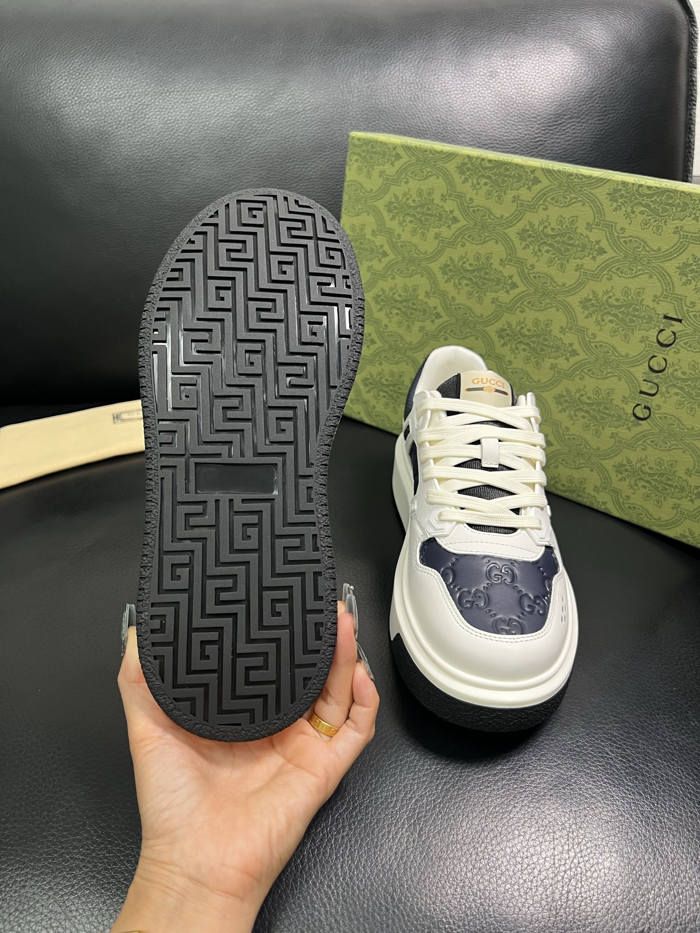 Gucci 高品质 顶级工艺品 古奇 专柜新款原厂配置，意大利进口牛皮搭配印花面料，进口牛皮内里垫，透气