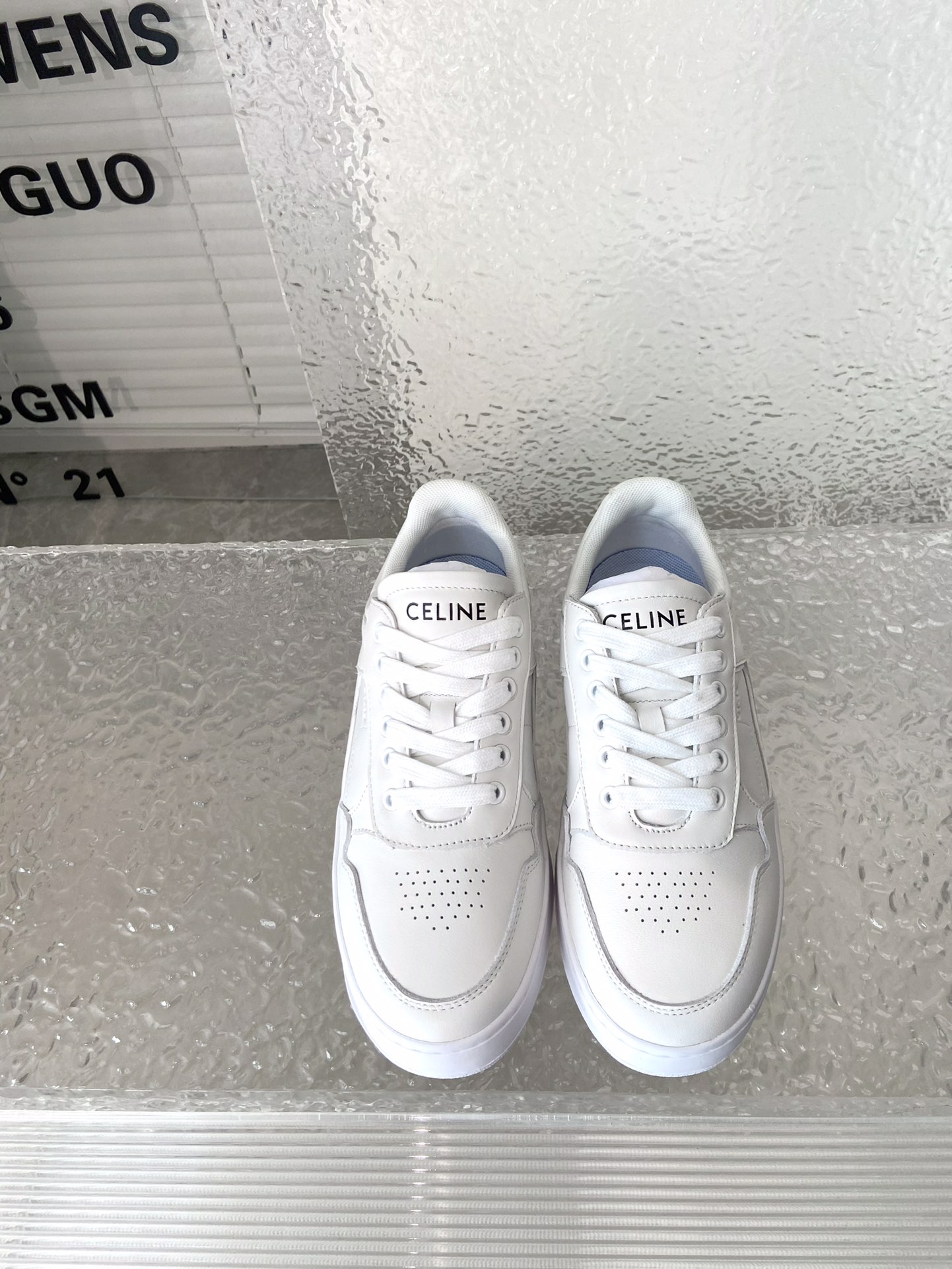 Celine Chaussures De Skate Blanc Unisexe Hommes Cuir de vache Caoutchouc Peau mouton